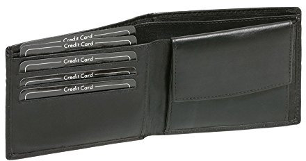 LEAS Geldbörse Herren extra dünn mit RFID Schutz, Herren Geldbeutel flach in Echt-Leder, Portmonee im Querformat, schwarz 11,5x9x1,5cm (LxBxH)