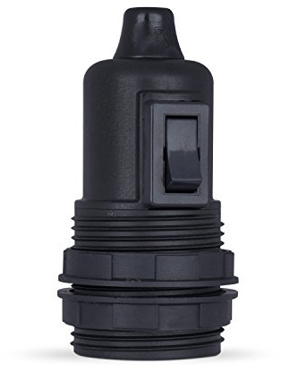 10 x Fassung mit Schalter E27, Lampenfassung aus Thermoplast schwarz, Gewindemantel