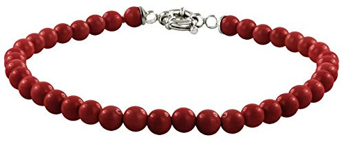 inSCINTILLE Bracciale Donna/Uomo con Perle – Chiusura in Acciaio Inossidabile, Braccialetto Perline Vari Colori e Misure, Nichel Free, Confezione Regalo Inclusa (Rosso, 8, Millimetri)