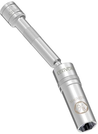 LEXIVON zündkerzenschlüssel für Zündkerzen 16mm Aufnahme, und 15cm Gesamtlänge, schwenkbare magnetische Steckschlüssel für Auto und Motorrad, Zündkerzen Entferner, hochwertiges Cr-V-Stahl (LX-121)