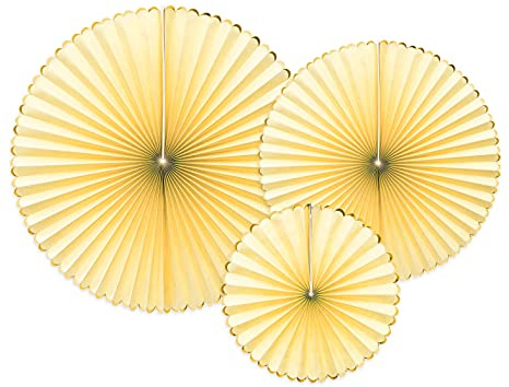 PartyDeco Satz von Papier Rosetten- Helles Gelb- Dekoration Hängende Fans Papier Rosetten Stern Papier Pumpen Löschpapier Silvester Hochzeit Geburtstag Baby Shower hängende Dekoration