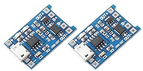 DEVMO 2pcs TP4056 Charging Module 5V Micro USB 1A 18650 Lithium Charging Board with Protection Charger Module with Dual Protection Function
