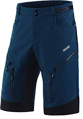 ARSUXEO Cykelshorts herr mountainbike shorts utan vadderad cykel mountainbike shorts vattentålig 1903, Mörkblått, M