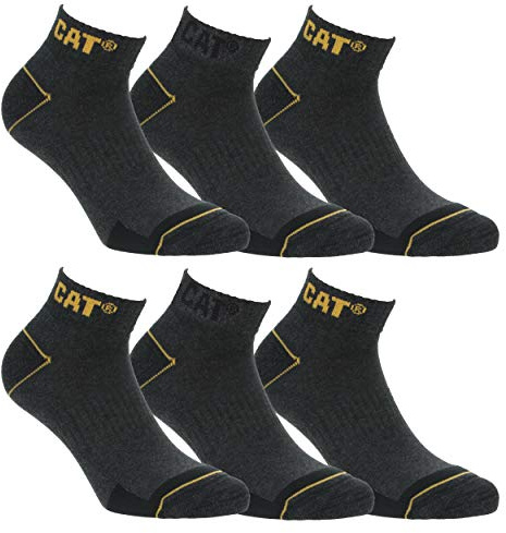 Caterpillar 6/12 Paires Chaussettes Travail Sneaker Hommes Prévention des Accidents Talon et Pointe Renforcées Coton