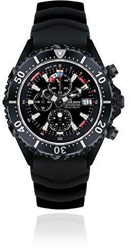 Chris Benz BENZ DEPTHMETER Chronograph 300M Black Edition Taucheruhr mit schwarzem Kautschukband CB-C300-LE-KBSS