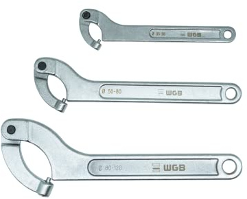 WGB Das Werkzeug Set di chiavi a gancio | Chiave a gancio con attacco | Set di chiavi per tubi del latte | 35-120 mm | 3 pezzi | No.516 K