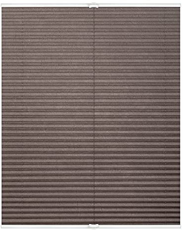 Lichtblick Plissee Klemmfix, ohne Bohren, verspannt, lichtdurchlässig, Blickdicht, Uni, mit eleganter Crushed Optik 80 cm x 130 cm (B x L), Taupe