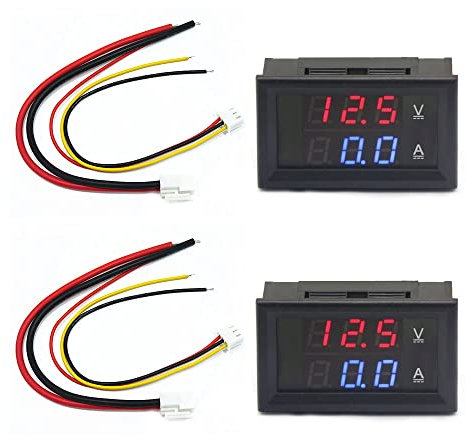 VooGenzek 2 Piezas 0.28 LED Voltímetro Amperímetro, Detector Rojo y Azul Panel de Medidor de Corriente de Voltaje Amp Voltímetro, DC 0-100V 10A Detector de Voltaje