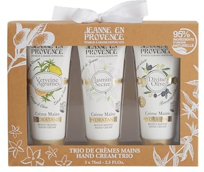 JEANNE EN PROVENCE - Coffret Cadeau - 3 Crèmes mains - Verveine, Jasmin, Olive - 95% d'Ingrédients d'origine Naturelle - Fabriqué en France à Grasse - 75 ml