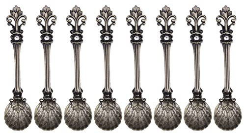 Kichvoe 8pcs Vintage Dessert Spoon Mixing Spoon Stirring Tea for Home Party Cafe Bar Antique Style Coffee