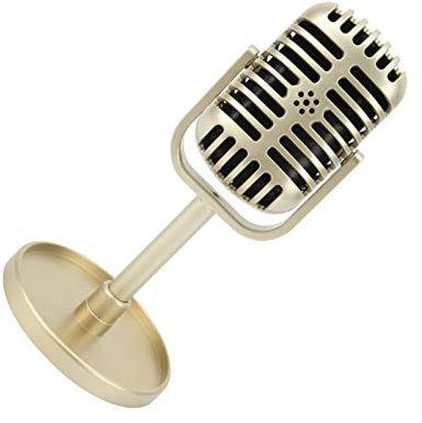 Accesorio de Micrófono Antiguo, Micrófono y Soporte Vintage, Otros Accesorios de Grabación, Micrófono de Apoyo Clásico para Filmar Espectáculos de Baile, Práctica con Accesorios (Oro)