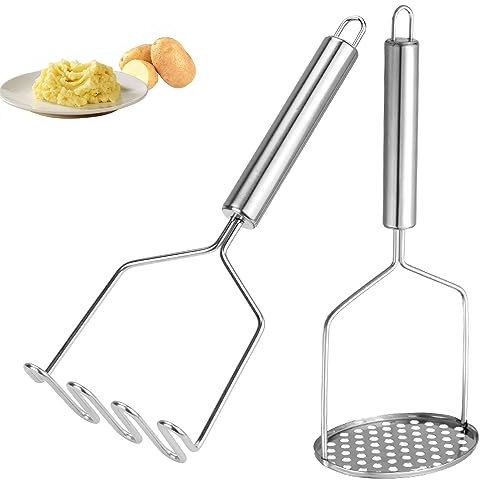 Rayong Potato Mashers 2Pcs Potatoes Masher Mash Potato Masher Stainless Steel Potato Masher Potato Ricer Masherfor Cooking and Kitchen Gadget, 2 Styles