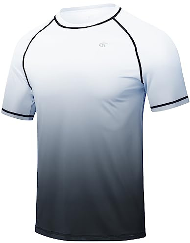 Huayuzh Herren UV Shirt Rashguard T-Shirt Schwimm Shirt Schnelltrocknend Leicht Atmungsaktiv Surfen Angeln Wandern Top