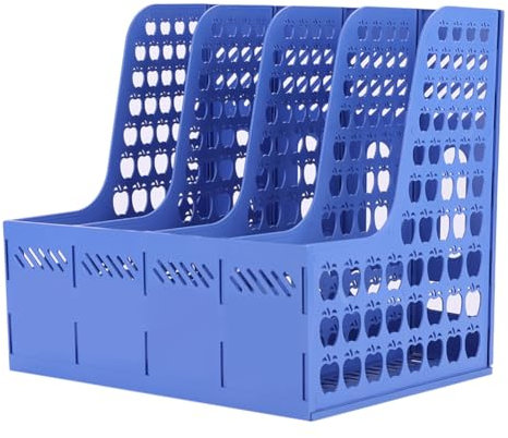 Schreibtisch Organizer Plastik Aktenmagazinhalter mit 4 Fächer Stehsammler Buchhalter Organizer Dokumentenhalter Schule Zeitschriftensammler Ordner Aufbewahrungsbox für Schrank Regal