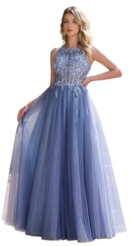 Misshow Robe pour Mariage Longue Femme Noble Invitée Sexy Évasées Robe de Soirée Longue Vintage Dos Nu en Broderies Chic et Glamour de Luxe
