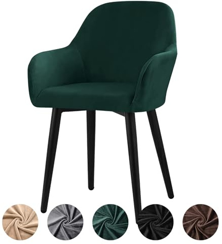 Alishomtll Stretch Samt Stuhlhussen 1er Set Universal Sesselbezug Stuhlbezug mit Armlehnen Abnehmbare Waschbar Esszimmerstühle Bezug für Küche Esszimmer Bankett Hochzeit Party (Grün, 1 Stück)