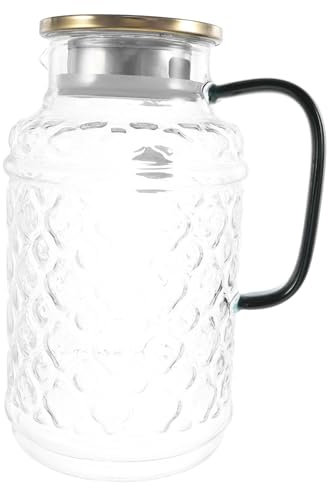 TOPBATHY Théière Pichet Verre Avec Couvercle Pichet à Thé Glacé Pour Réfrigérateur à Eau Verre Avec Bec Verseur