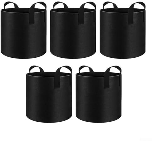 HpLive Lot de 5 sacs de culture ronds avec poignée en tissu pour fleurs, pommes de terre, tomates, carottes, fraises, légumes (35 x 22 cm)