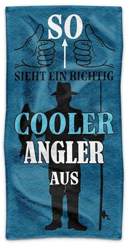 Print Royal PR Handtuch für Angler - So Sieht EIN Cooler Angler aus - Handtuch Bedrucken, Geschenke für Angler | Fotohandtuch, 140 x 70 cm