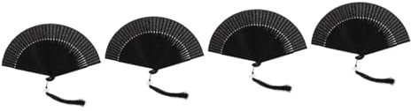 PRETYZOOM 4 Stück Klassischer schwarzer Faltfächer Spitze Faltfächer Tanz Faltbare Fans Dekoration großer fächer Handventilator Retro-Faltventilator Faltbarer Seidentuch