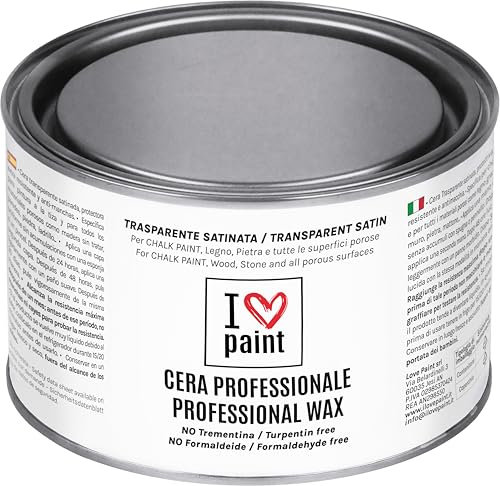 I LOVE paint CERA PROFESSIONALE Trasparente per Chalk Paint e Shabby Chic 375 ml- Universale per tutte le superfici porose - Con cera d’api e cere nobili - Senza formaldeide e senza trementina