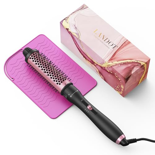 Thermal Brush Lockenbürste Rundbürste Wellenbürste: LANDOT 38mm Thermobürste & Lockenstab Progloss Perfect Finish - Für Locken-Frisuren Wellen und Volumen - Keramik-Ionen-Lockenstabbürste
