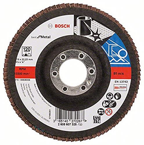 Bosch Faecherschleifscheibe X571 Best for Metal 115mm Korn 120, 1 Stk. (Packung mit 10)