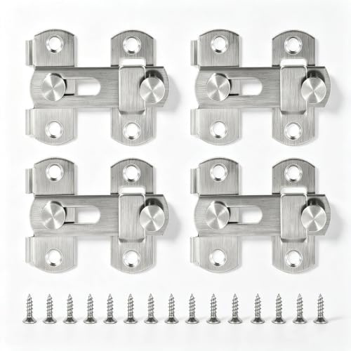 4 Stück Flip Slide Latch Hardware, Schieberiegel aus Edelstahl Flip Latch | Edelstahl Schiebetürschloss mit Schrauben, Riegel Edelstahl Latch, Edelstahl Türschloss Türriegel für Fenster Schlafzimmer