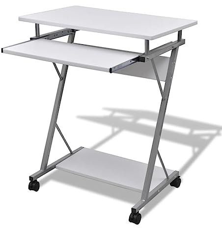 Myheimly Computertisch Computerwagen Schreibtisch Laptoptisch PC Tisch Bürotisch Laptop auf Rollen weiß