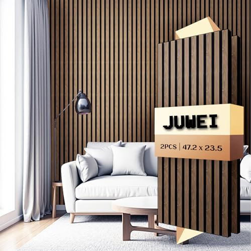 AKK-STAR Akustikpaneele 2er-Set - 1200 x 600 x 18 mm 1,44 m² Wandpaneele Holz - 3D Wandverkleidung mit Holzoptik für Wohnzimmer & Büro-Schallschutz und Dekoration für Büro, Stu (120CM Walnuss 4#)