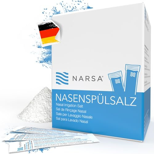 NARSA Nasenspülsalz 30er Pack – Vorratspackung mit Nasensalz für Nasendusche – Nasenspülsalz ohne Konservierungsstoffe – 30 Beutel mit je 2,25g Nasenspülung-Salz – Nasendusche-Salz – Made in Germany
