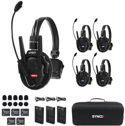 SYNCO XTALK XPro5 Wireless Intercom Headset System 2.4GHz Long Range of 500 Meters (1640 Feet) Real-time Monitoring Communication Headset Ideal for Live Shows, Stage Performances