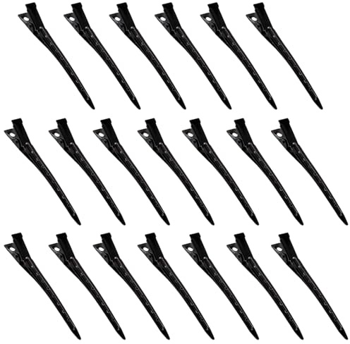 Gekamoyue Haarklammern Friseurbedarf 30 Packs, 9 cm Abteilklammern Friseur, Friseur Alligator Clips mit einer Box, Metall Haarspangen für Mädchen Haarstyling (Schwarz)