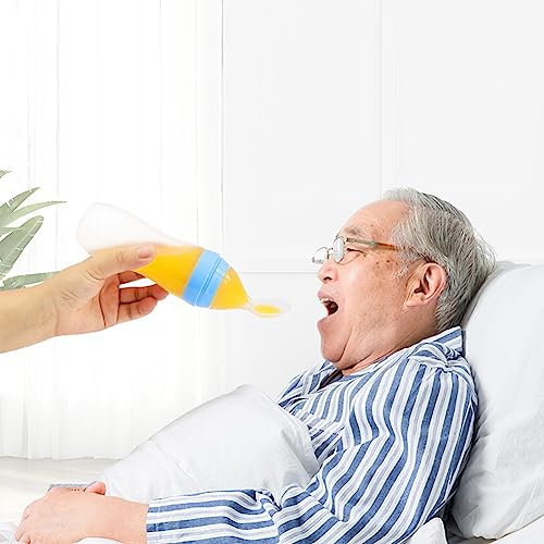 SIQITECHUK Drinking Aids for Elderly Adults Feeding Cup with Spoon Disabled Drinking Cup Feeding Flow Control for Dysphagia Bedridden Patients