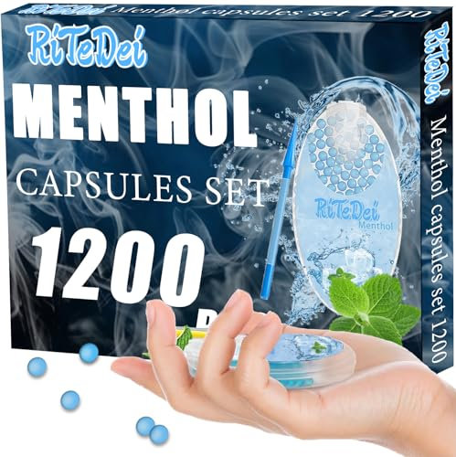 Set di 1200 capsule al mentolo Premium | Capsule Gusti per Sigarette | Palline sigarette aromatizzate | incl. Scatola per conservare Click capsule palline aromatiche
