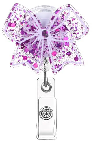 Lila Schleife Ausweishülle, Krankenschwester Ausweishalter, Ausweishalter Ausziehbar, Badge Reel Mit Clip, Ausweishülle Für Krankenschwestern, Ärzte, Freiwillige, Lehrer Und Studenten