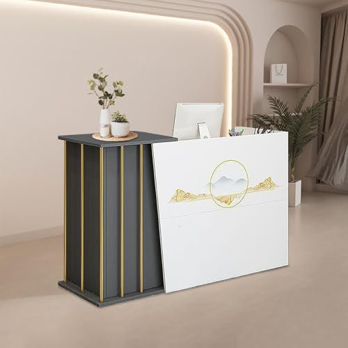 XNKLPY Receptiondisk Med Lådor, Hörnreceptiondisk, Kassadisk För Frisörsalong, Butiksdisk Möbel För Kontor, Närbutik, Försäljningshall Och Klädbutiker C 140cm