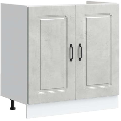Tomostar Meuble Cuisine sous-évier, Meuble Bas pour évier Armoire de Cuisine Kalmar Gris béton Bois ingénierie 80 x 46 x 81,5 cm
