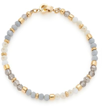JEWELS BY LEONARDO Armband Clip & Mix Bernie • Arm-Schmuck aus goldfarbenem Edelstahl • Glasschliffperlen in Weiß- und Grautönen • 19 cm Länge • Schmuck Geschenk für Frauen • 025574
