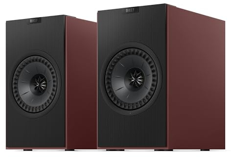 KEF Coda W Kabellose HiFi-Regallautsprecher, Vintage Burgundy | Bluetooth 5.4 aptX Lossless | Kompatibel mit Plattenspieler, Fernseher, PC, Laptop & mehr | Musik | TV & Heimkino | Gaming