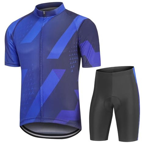 ANKROYU Premium-Fahrradbekleidungsset für Herren | Atmungsaktives, schnell trocknendes Trikot und gepolsterte Fahrradshorts | Rennrad-Mountainbike-Outfit | Feuchtigkeitsableitender (L)