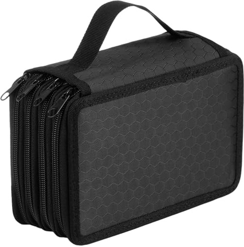 Estuche Lapices Dibujo con 72 Compartimentos & Cremallera, Estuche Rotuladores Oxford Escolar Gran Capacidad, Bolso Organizador de Bolígrafos Colores Cuatro Capas para Estudiantes Artista (Negro)
