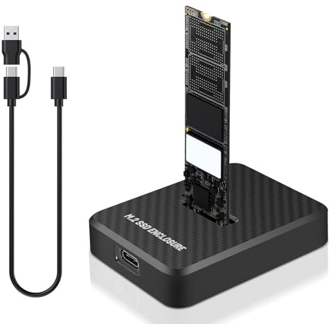 Wowfast M.2 NVMe & SATA USB Adapter, 2-in-1 10Gbps USB 3.2 SSD Adapter Portable Enclosure Supports Tool Free SATA Hard Drive Reader M Key, B+M Key Compatible with 2230/2242/2260/2280/22110 SSDs