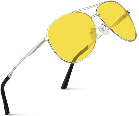 wearPro Pilot Night Driving Glasses-Anti Glare glasses for Men-Women-Polarised-Metal-Unisex-Sports-UltraLight-Vintage-Classic-UV400-Yellow Lens Night Vision For Driving,Fishing,Running