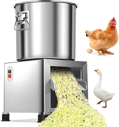 AiODiO Tritatutto Elettrico per Verdure con 4 Lame, Taglio rapido a 3500 Giri/min, Acciaio Inossidabile, Produzione 50-200 kg/h, per un'alimentazione efficiente di polli, Anatre e maiali 110V-1000W