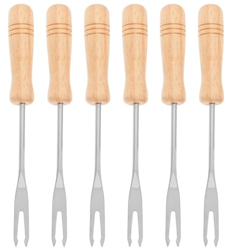 TOYANDONA Fourchettes à Fondue en Bois pour Fondue au Chocolat Fruits et Fromage Manche Antidérapant Outil Cuisine Portable pour Apéritifs et Barbecues