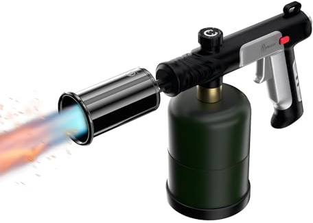 Propane Torch with Safety Lock, Adjustable firepower Kitchen Cooking Torch with One-Touch Max Fire, Flamethrower Blow Torch Gun for Grill, Sous Vide, BBQ, Campfire