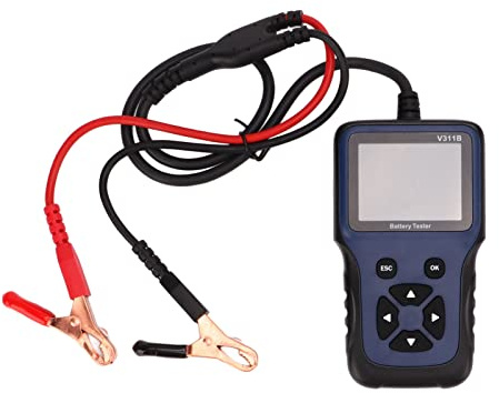 Probador de batería de automóvil Escáner profesional de carga de batería automotriz de 12 V con herramienta de diagnóstico multifunción para automóviles SUV Barcos Motocicletas Azul ABS Shell Pantalla
