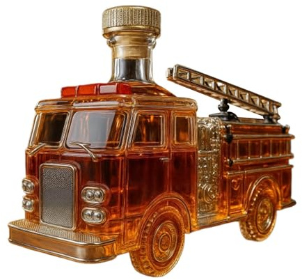 Botella de whisky, botella de bar con forma de camión de bomberos de 300 ml, decantador de whisky de vidrio para cóctel, hogar, bar, boda, armario, de vacaciones