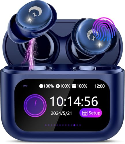 Mini Wireless Sleep Earbuds with Smart Touch Screen for Side Sleepers Blue